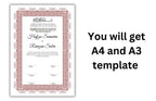 Nikkah Certificate Digital Download Personalised, A4, A3, Template, Instat Download. NN127