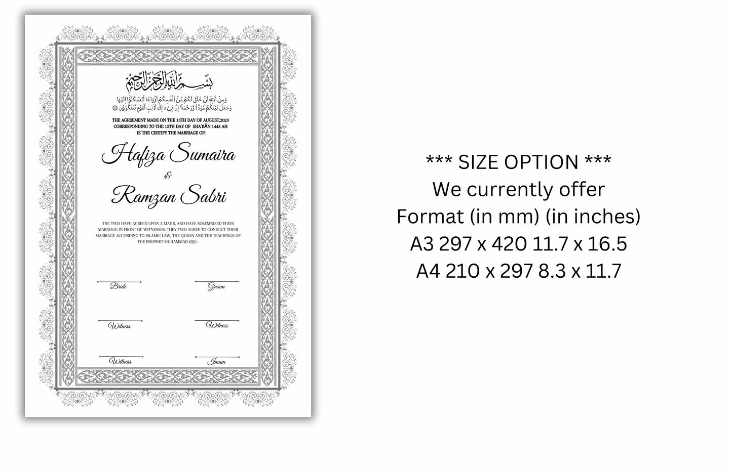 Nikkah Certificate, Nikkah Islamic Marriage Certificate, Printable, Nikkah Contract, Editable, Digital Download. NN121