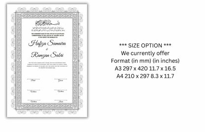 Nikkah Certificate, Nikkah Islamic Marriage Certificate, Printable, Nikkah Contract, Editable, Digital Download. NN121