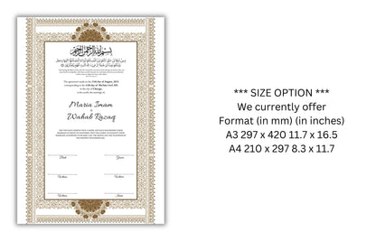 Luxury Nikkah Contract, Digital Printable Personalised Customised Nikkah Certificate, Custom Nikah Nama, Islamic Wedding Contract. NN178