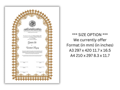 Nikkah Certificate Digital Download Personalised, A4, A3, Template, Muslim Wedding Contract, Instat Download. NN158