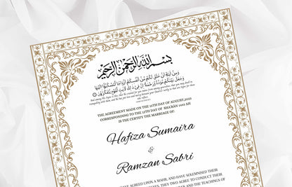 Nikkah nama Template, Contract certificate, Muslim Wedding Certificate. nn96