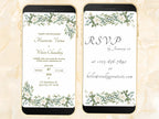 White Wedding Invitation, Online Invitation Template, White E-Invite, RSVP Invitation, Digital White Rose Wedding Invitation. WEIB35