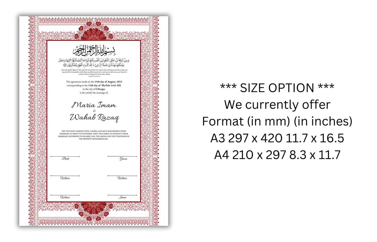 Nikkah Certificate Digital Download Personalised, A4, A3, Template, Instat Download. NN179