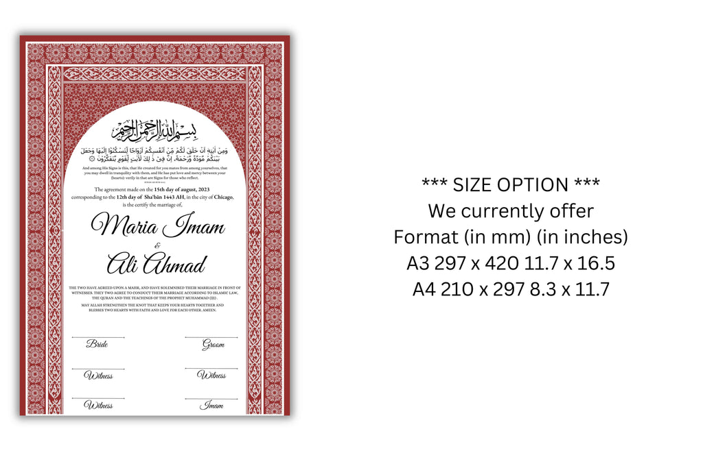 Nikkah Certificate Digital Download Personalised, A4, A3, Template, Instat Download. NN141