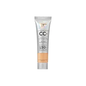 IT Cosmetics CC+ Cream - Natural Full Coverage Foundation With SPF 50+, Color Corrector & Anti-Aging Hydrating Serum, Hyaluronic Acid + Peptides, Lightweight Up To 24H Wear, All Skin Types