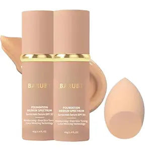 4 in 1 Color Changing Foundation with SPF 50 - Moisturizing Medium-Full Coverage Concealer, Medium Spectrum Foundation Cream, Long-Lasting Lightweight Makeup Liquid, Natural Look Cosmetics