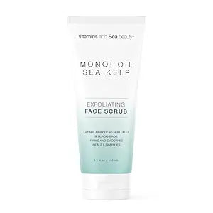 Exfoliating Face Scrub with Monoi Oil & Sea Kelp – Clarifying & Firming Facial Exfoliator with Natural Pumice – Vegan, Paraben-Free, 5.1 fl oz
