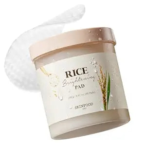 SKINFOOD Rice Brightening Toner Pad, Korean Skincare Face Toner Pads with 48 Hours Fermented Rice Water for Glow Glass Skin, Hydrating, 100% Cotton Pad, Vegan, 8.81 oz(60 Pads)