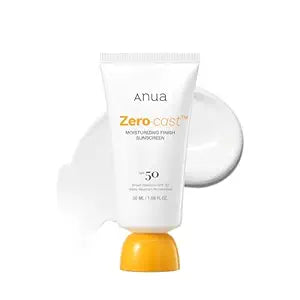 Anua, Zero-Cast Moisturizing Sunscreen SPF 50, Glow Natural Sunscreen for face, No White Cast, Hyaluronic Acid, Niacinamide, Oil-Free, Korean Skincare, 1.69 fl oz