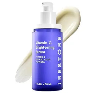 iRestore Vitamin C Brightening Serum – Anti Aging Face Serum with 15% Ascorbic Acid, Vitamin E, Ferulic Acid, Peptide Complex & Hyaluronic Acid (Pack of 1)