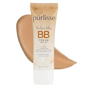 pūrlisse Perfect Glow BB Cream SPF 30 - Luminous Matte Tinted Moisturizer with SPF - Korean Skin Care Formula with Goji & Hawthorn Berry to Hydrate, Brighten & Even Skin - Medium (1.4 oz)