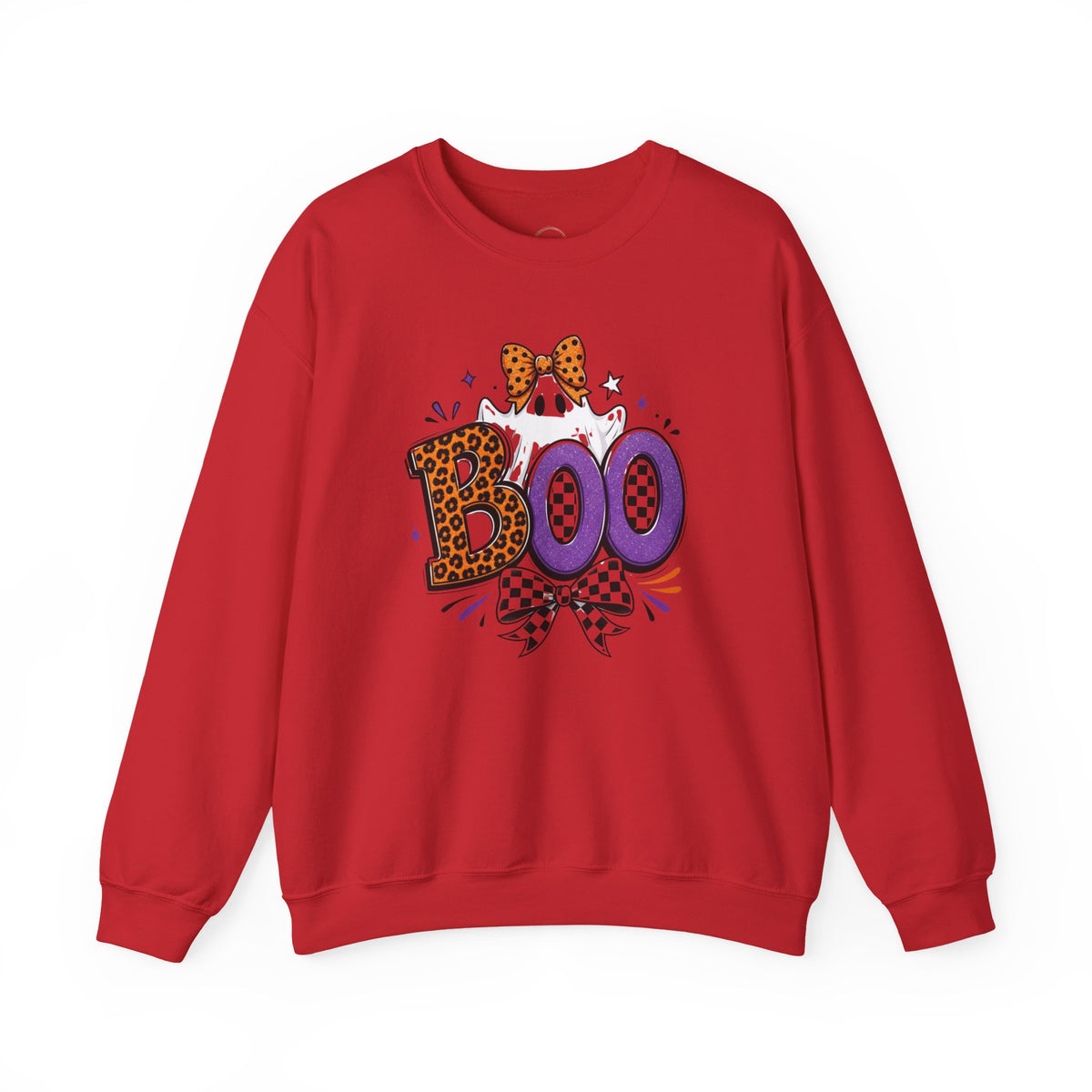 Boo Halloween Sweatshirt — Leopard & Purple Graphic Crewneck