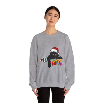 Christmas Cute Cat Sweatshirt Cat Lover Crew Neck Sweatshirt