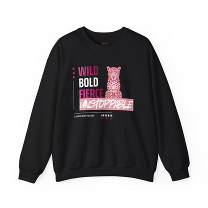 Crewneck Sweatshirt — Wild Bold Fierce Unstoppable Leopard Graphic