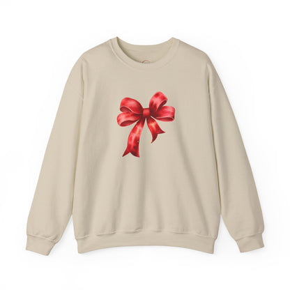 Red Ribbon Bow Crewneck Sweatshirt — Holiday Gift Sweatshirt