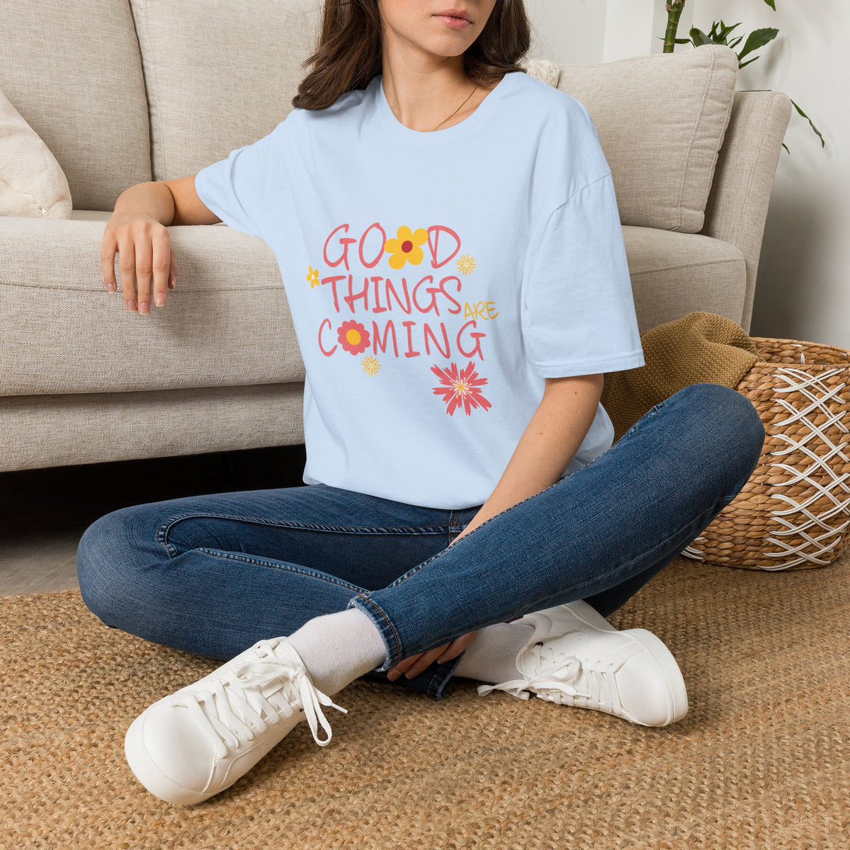 Good Things Are Coming T-Shirt — Positive Floral Graphic Tee