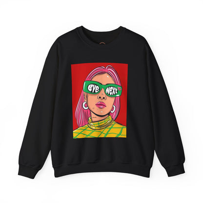 Graphic Sweatshirt — 'Bye Next' Retro Pop Art Girl Crewneck