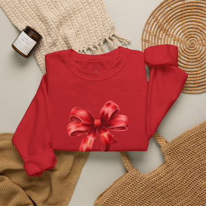 Red Ribbon Bow Crewneck Sweatshirt — Holiday Gift Sweatshirt