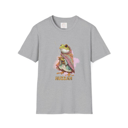 Frog Knight T-Shirt — 'Huzzah' Medieval Amphibian Graphic Tee