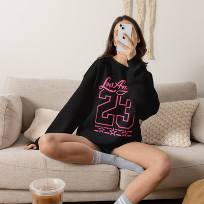 Los Angeles 23 Retro Crewneck Sweatshirt — Pink Varsity Style