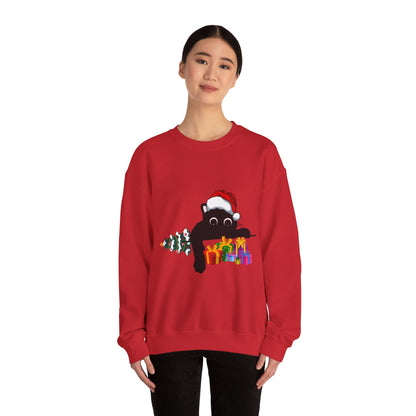 Christmas Cute Cat Sweatshirt Cat Lover Crew Neck Sweatshirt