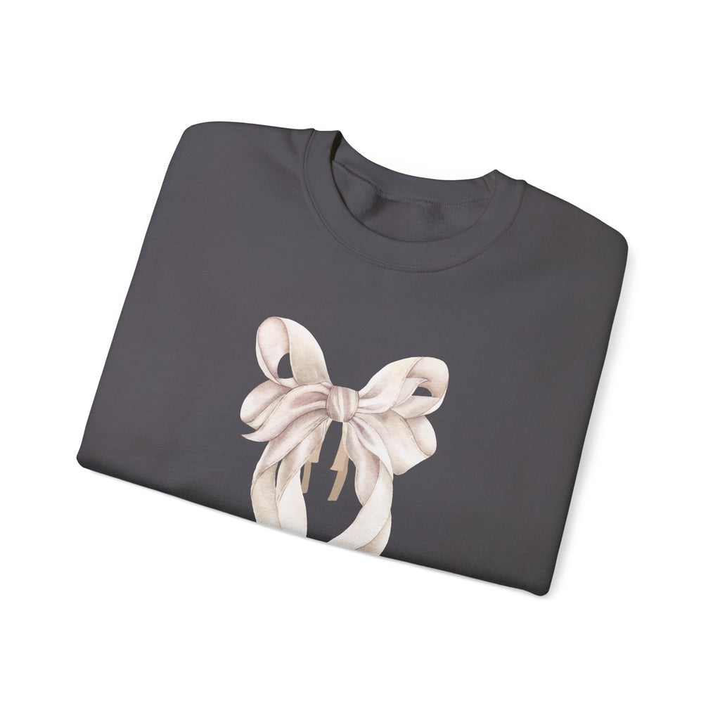 Bow Sweatshirt, Coquette Girl Sweatshirt, Feminine Floral Bow Crewneck