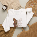 Cat Face Split Crewneck Sweatshirt – Half Realistic, Half Line Art Cat Design
