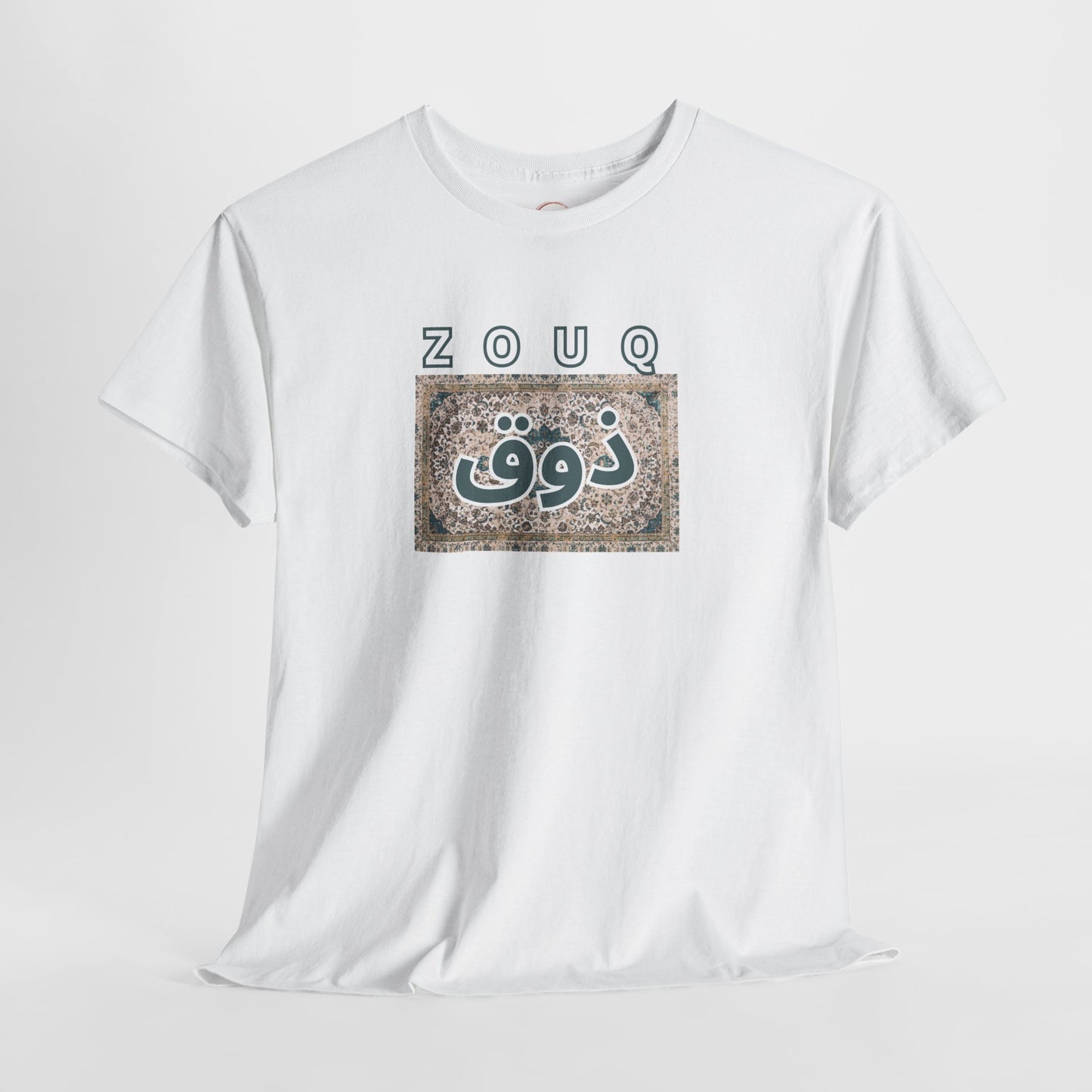 Zouq Arabic Graphic Tee — "ZOUQ / ذوق" Vintage Mosaic Design