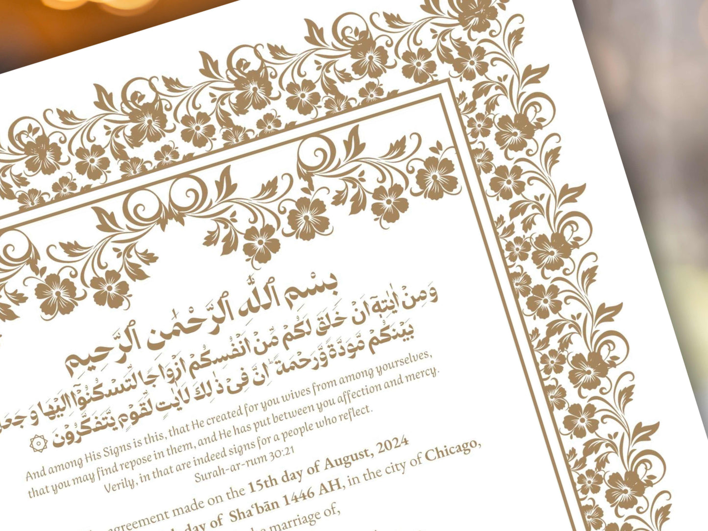 Nikkah Certificate Digital Download Personalised, A4, A3, Nikkah Template, Instat Download. NN281