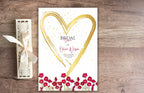 Red bridal shower invitation template, Red Wild Flower and Gold Heart invitation, 5 x 7 Editable Canva Template, Printable, B36