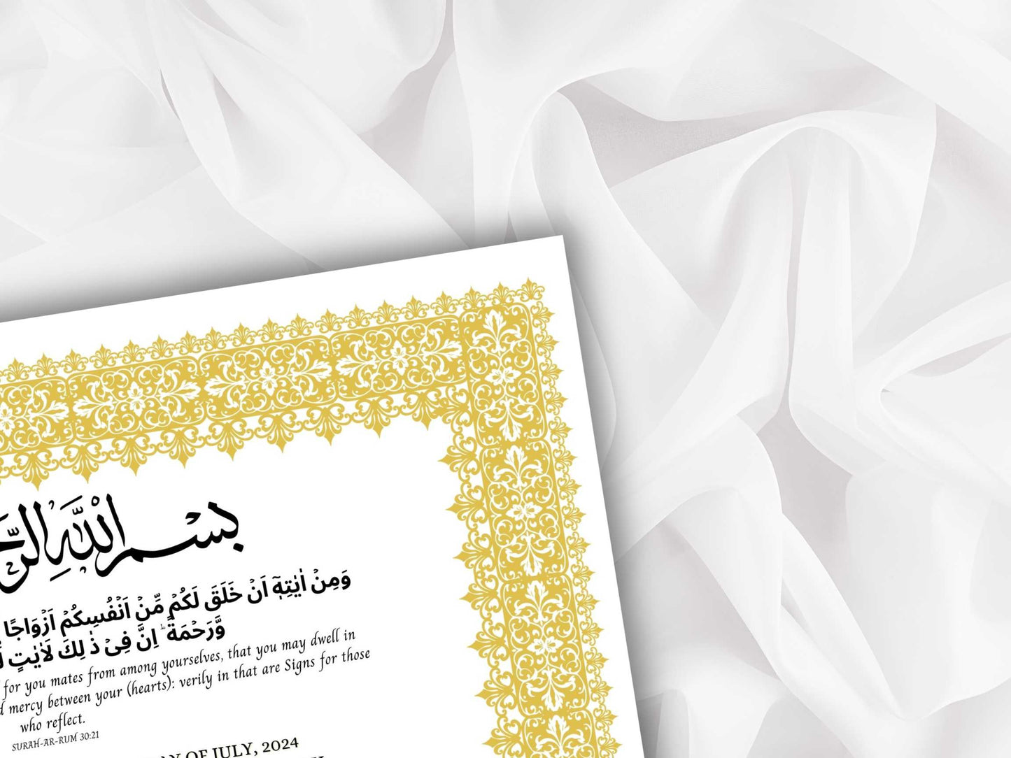 Nikkah Certificate Template, Traditional Islamic Wedding Agreement, Marriage Contract Wedding, Marriage Certificate Template, A4, A3. NN264