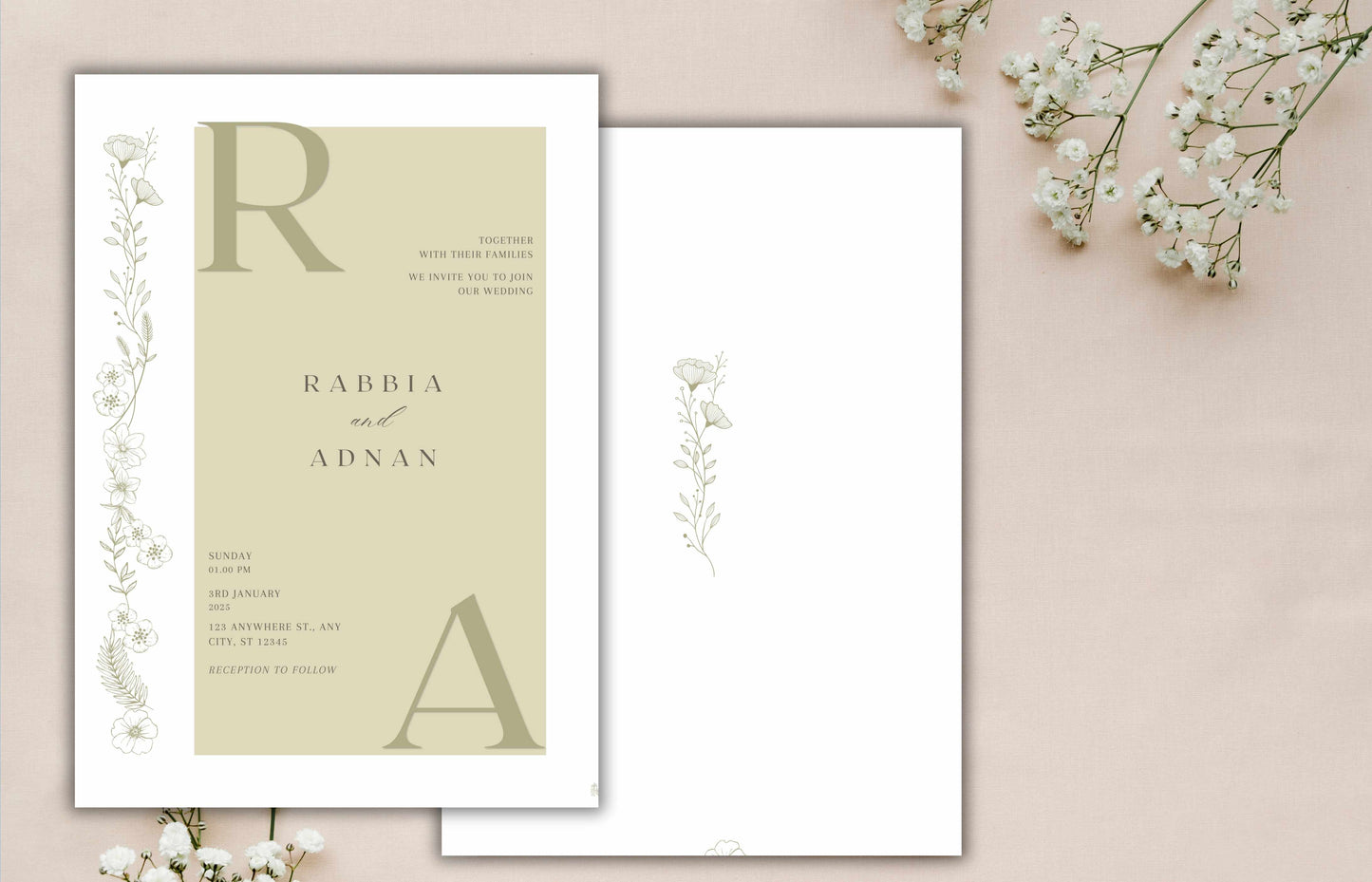 Wedding Invitation, Modern Invite, Wedding Invite, Editable Template, Printable Wedding Invitation, Instant Download .WI68