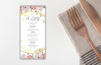 Wedding Menu Template Download, Pink Rose Wedding Menu Card, Menu Template, Wedding Menu, , Modern Dinner Menu, Instant Download, WS50