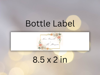 Wedding Invitation, RVSP, Details Template, Bottle label, Instant Download MTC406