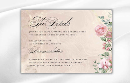 Wedding Invitation Template, Floral Template Invitation Editable Wedding, Blush Pink Wedding Template, Wedding Invitation, RSVP. WI91