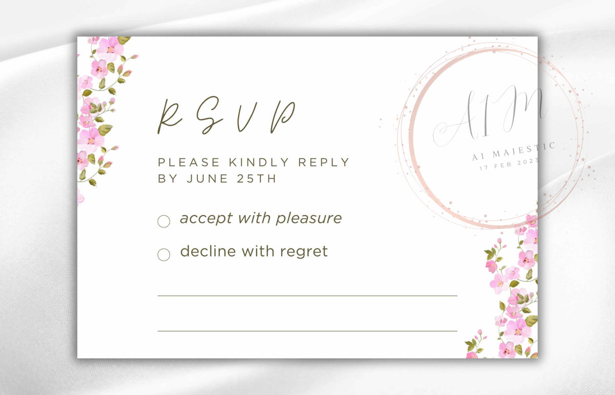 Romantic wedding invitation set, Soft Pink Invitation, Wedding Invitation Template, Blush Pink Floral Invitation, RSVP, Details Card. WT88