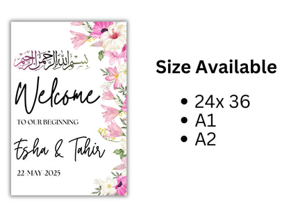 Nikkah Wedding Welcome Sign, Digital Wedding Sign, Nikkah sign, Printable Nikkah Ceremony Decorations, Islamic Marriage Ceremony. WS14