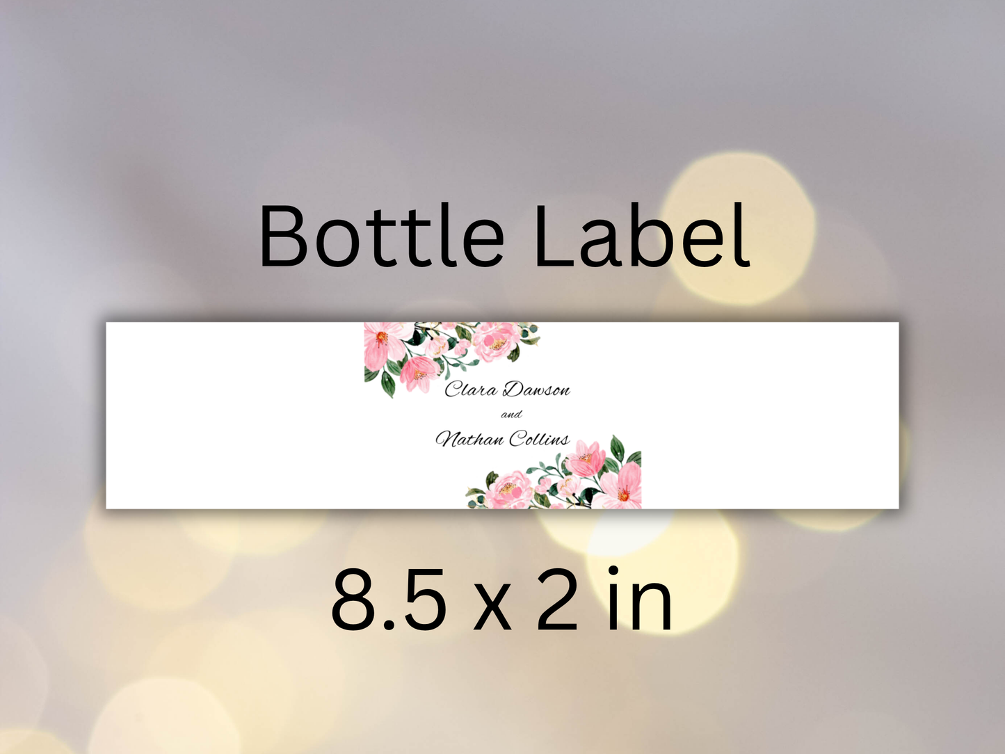Wedding Invitation, Floral Menu, RSVP, Details Card, Bottle label MTC384