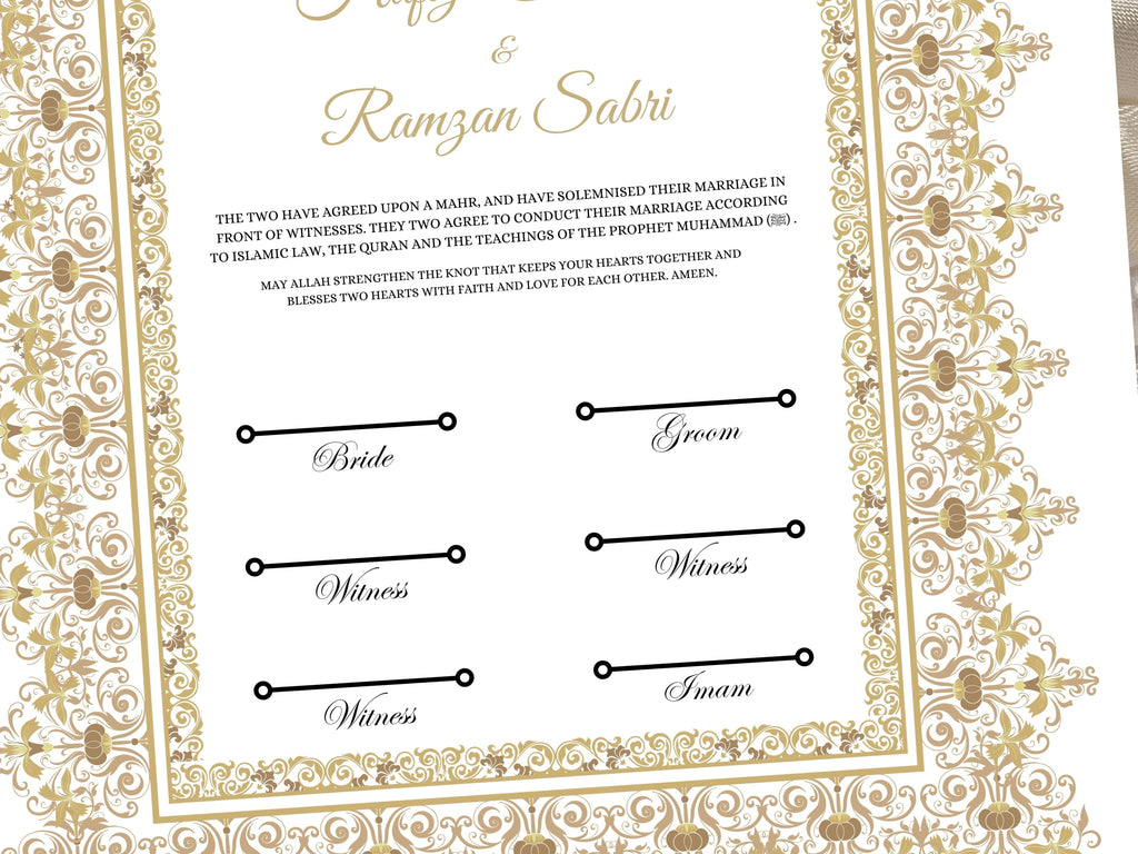 Nikkah Certificate Digital Download Personalised, A4, A3, Template, Editable, Brown Nikkah Nama, Nikkah Contract, Muslim Contract. NN30