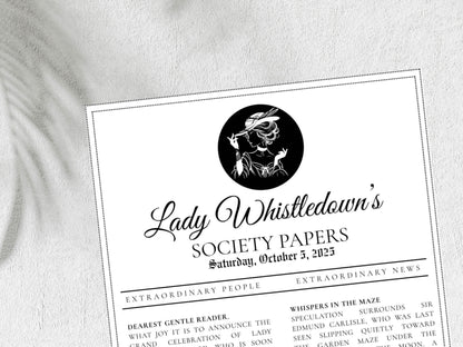Bridgerton Lady Whistledown’s Society Papers Printable • Editable Template • Bridal Shower Invitation• Instant Download. WI135