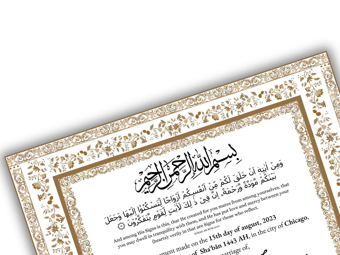 Nikkahnama | A4/A3 Custom Luxury Nikkah Contract | Digital contract | Inspired Luxury Nikkahnama | Nikkah Certificate Pdf Template. NN142