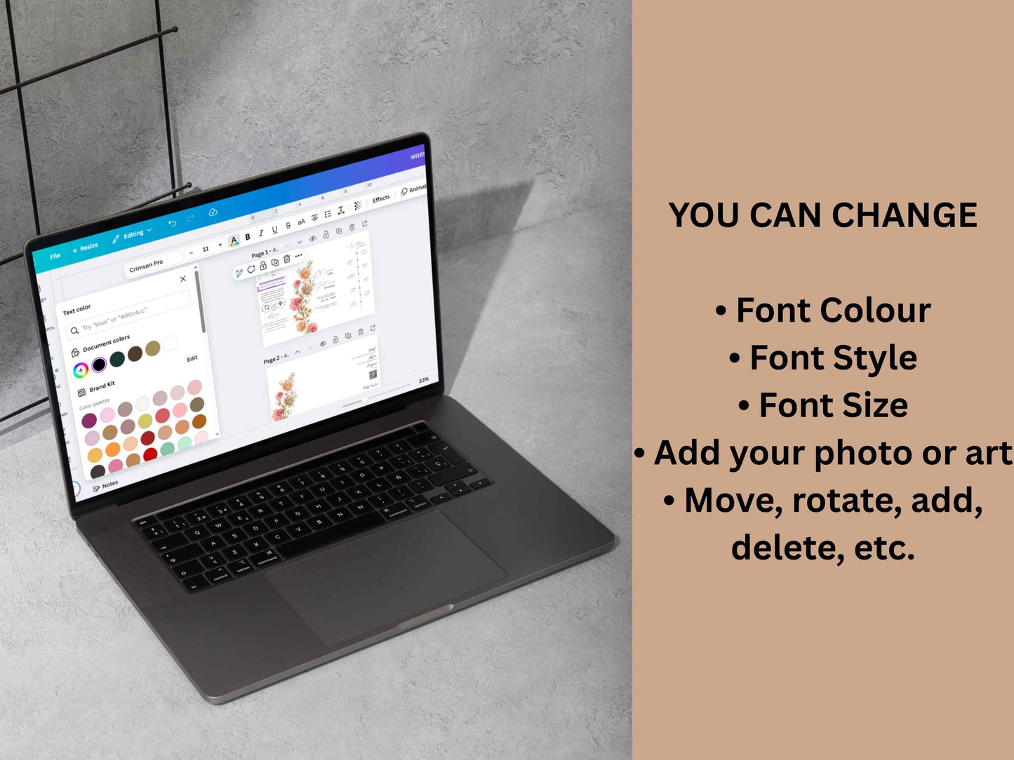 Wedding Invitation Bundle, RSVP, Thank You Card, Table Card, Menu Card, Reception Card, Details Card. WI254