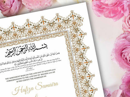 Nikkah Certificate Digital Download,A3,A4 Islamic Wedding Contract, Nikkah Nama, Muslim Marriage Certificate Template. NN273