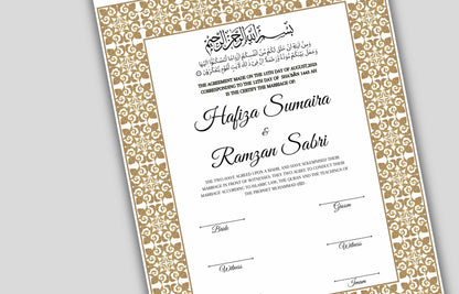 Printable Nikkah Contract Template a3 a4 | Islamic Marriage | PDF Muslim Marriage Contract | Authentic Islamic Wedding Sign Agreement. NN119