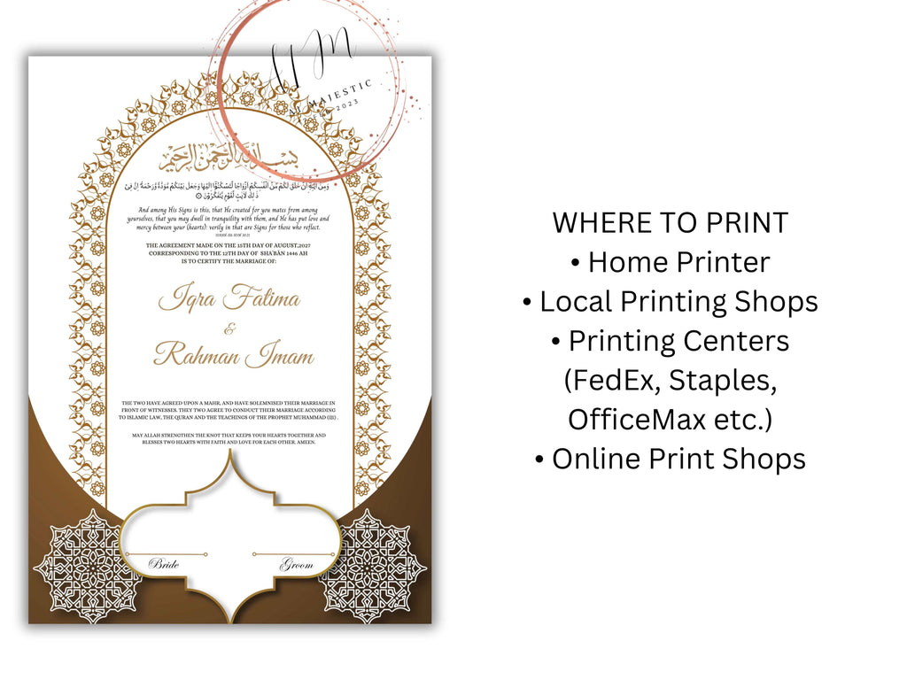 Nikkah Certificate Digital Download Personalised, A4, A3, Template, Editable, Purple Nikkah Nama, Nikkah Contract, Muslim Contract. NN288
