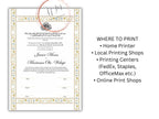 Luxury Nikkah Certificate, Premium A4 Islamic Wedding Contract, Nikkah Nama, Muslim Marriage Certificate, Personalised Names, A4, A3. NN274