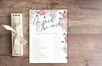 Bridal Shower Games, Pink Rose Bridal Shower Games, He Said She Said Bridal Shower Game, Pink Flower Bridal Shower Editable Game. WS51