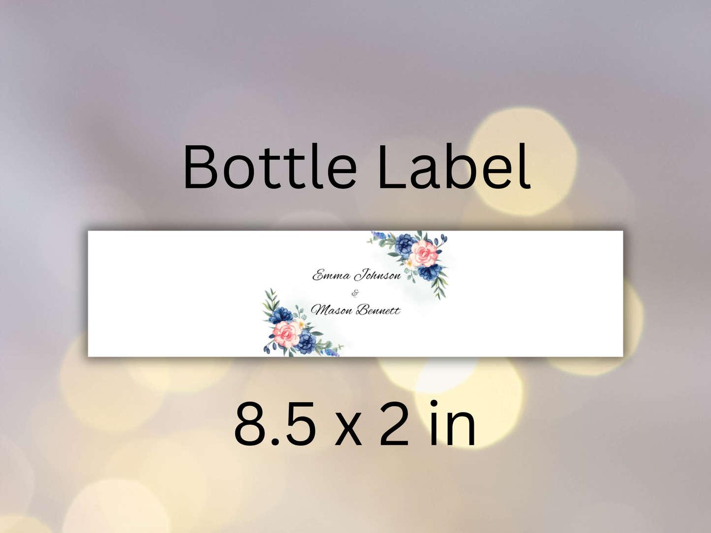 Watercolor Floral Wedding Invite, Editable RSVP, Details, Bottle label | MTC390