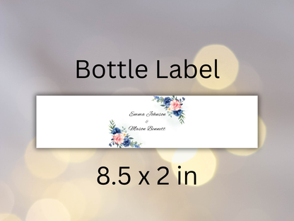 Watercolor Floral Wedding Invite, Editable RSVP, Details, Bottle label | MTC390